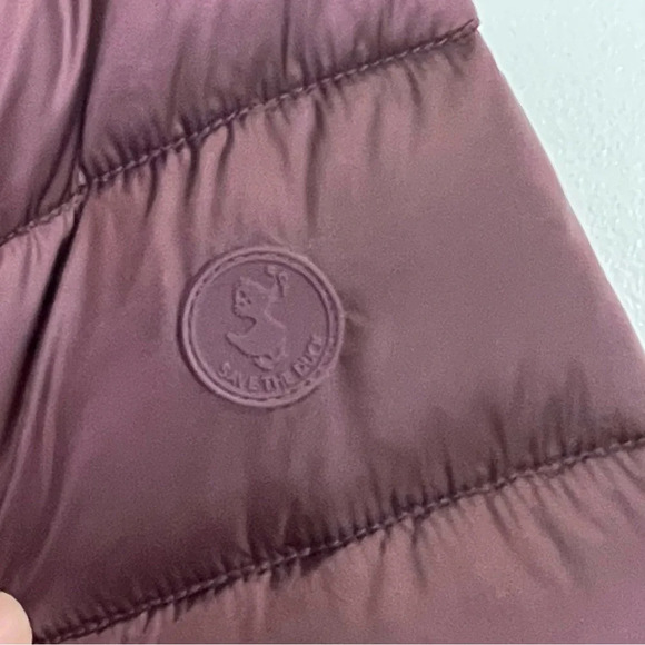 NEW Save The Duck Coat Womens Large Mei Puffer Jacket Burgundy Faux Fur Collar - Picture 5 of 11